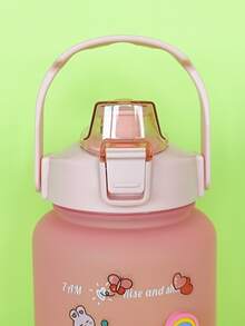 1入組2L或者750ml或者300毫升大容量玫瑰漸變PC水瓶帶3D貼紙運動和健身便攜吸管杯,合適適用於戶外遊玩 - 玫紅色 - 查看 5