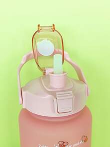 1入組2L或者750ml或者300毫升大容量玫瑰漸變PC水瓶帶3D貼紙運動和健身便攜吸管杯,合適適用於戶外遊玩 - 玫紅色 - 查看 4