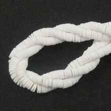 300pcs 6mm Mixed Color Flat Round Handmade Polymer Clay Bead Spacers Loose Disc Bead for Jewelry Making DIY Earring Bracelets 15inch - White - View 3