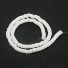 300pcs 6mm Mixed Color Flat Round Handmade Polymer Clay Bead Spacers Loose Disc Bead for Jewelry Making DIY Earring Bracelets 15inch - White - View 2