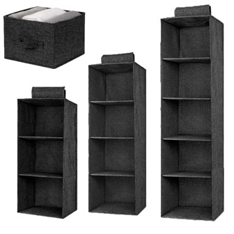 1 件黑色储物挂袋，衣服和内衣收纳袋，垂直衣柜储物袋，耐用可洗，防尘防潮