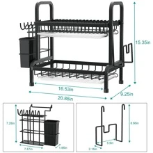 黑色盤子排水器和不銹鋼盤子晾乾架 - 黑色 - 查看 2