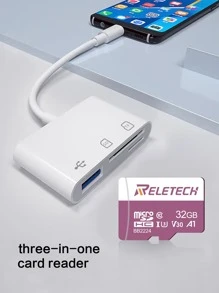 Type-C/USB多功能讀卡器和32GBTF卡 - 白色 - 查看 1