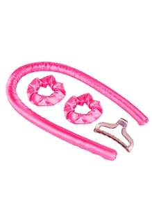 4 件/套粉紅女式無熱捲髮器套件,現代不織布,適合家庭使用 - 玫紅色 - 查看 5