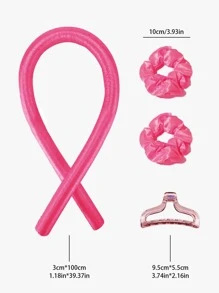 4 件/套粉紅女式無熱捲髮器套件,現代不織布,適合家庭使用 - 玫紅色 - 查看 6