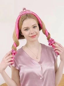 4 件/套粉紅女式無熱捲髮器套件,現代不織布,適合家庭使用 - 玫紅色 - 查看 2