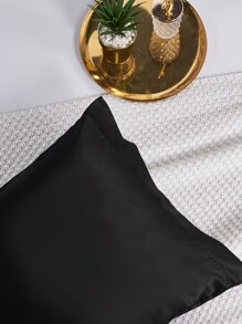2 pcs Pillowcase for Hair and Skin, Silk Satin Pillowcase Pillow Cases Set of 2, Silky Pillow Cover with Envelope Closure - Black - View 6
