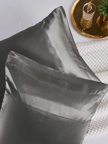 2 pcs Pillowcase for Hair and Skin, Silk Satin Pillowcase Pillow Cases Set of 2, Silky Pillow Cover with Envelope Closure - Dark Grey - View 10