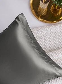 2 pcs Pillowcase for Hair and Skin, Silk Satin Pillowcase Pillow Cases Set of 2, Silky Pillow Cover with Envelope Closure - Dark Grey - View 11
