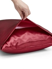 2 pcs Pillowcase for Hair and Skin, Silk Satin Pillowcase Pillow Cases Set of 2, Silky Pillow Cover with Envelope Closure - Burgundy - View 6