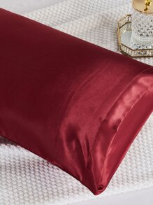 2 pcs Pillowcase for Hair and Skin, Silk Satin Pillowcase Pillow Cases Set of 2, Silky Pillow Cover with Envelope Closure - Burgundy - View 9
