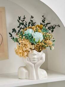 1 pieza Florero artístico con forma de cara de cerámica, decoración del hogar, florero, centro de mesa, decoración de mesa