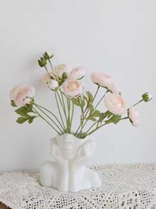 1 pieza Florero artístico con forma de cara de cerámica, decoración del hogar, florero, centro de mesa, decoración de mesa