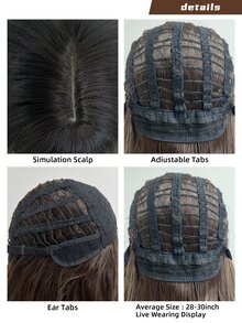 水波瀏海假髮深棕色 28英寸耐熱纖維長波浪深波合成假髮女式派對日常使用 - 棕色 - 查看 6