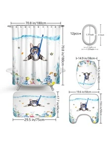 1 Miếng Tàu ngầm Hình con mèo Polyester Không thấm nước & Cách nhiệt Rèm cửa nhà tắm / Phòng tắm Chống-Mặt trượt - Nhiều màu - Xem 3