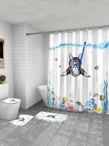 1 Miếng Tàu ngầm Hình con mèo Polyester Không thấm nước & Cách nhiệt Rèm cửa nhà tắm / Phòng tắm Chống-Mặt trượt - Nhiều màu - Xem 5