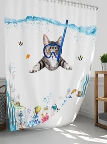 1 Miếng Tàu ngầm Hình con mèo Polyester Không thấm nước & Cách nhiệt Rèm cửa nhà tắm / Phòng tắm Chống-Mặt trượt - Nhiều màu - Xem 2