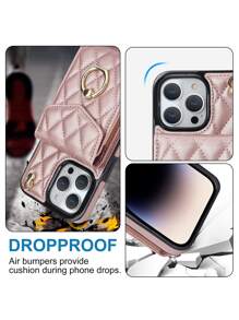 Accordion-Style Ring Mobile Phone Case With Card Slots, Attached Lanyard, Anti-Drop, Long & Short Chain