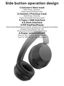 Envoltura Completa Del Oído Del Headwear Insonoro Con Los Auriculares Inalámbricos Plegables Del Micrófono - Negro - Ver 3