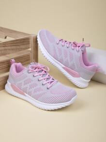 Multicolor Women's Breathable Mesh Casual Sports Shoes In Light Grey, Suitable For Autumn/winter Running - Multicolor - View 3