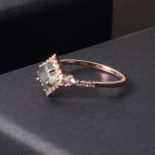 1入組公主方形切割天然石頭925純銀訂婚戒指,禮品適合女士