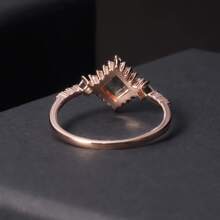 1入組公主方形切割天然石頭925純銀訂婚戒指,禮品適合女士