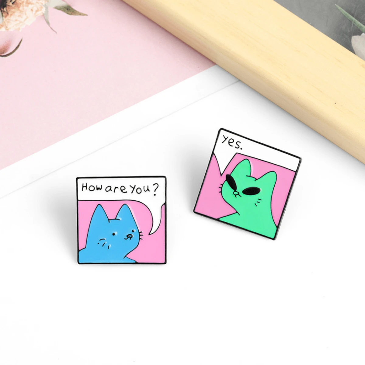 2入組女士可愛貓形鋅合金胸針,絲巾釦,扣針,徽章,適用於日常穿搭,配飾或手提包