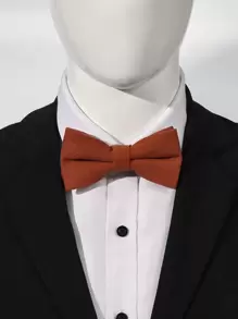 1pc Gentleman Double Layer Bow Tie Casual Men Necktie - Coral Orange - View 3