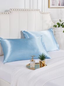 2 pcs Pillowcase for Hair and Skin, Silk Satin Pillowcase Pillow Cases Set of 2, Silky Pillow Cover with Envelope Closure