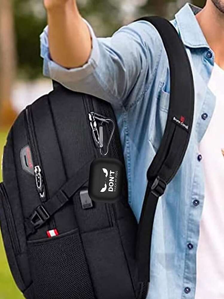 נרתיק מגן רך סופג זעזועים עם מחזיק מפתחות תואם AirTag דור 2 - שחור ולבן - ראה 8