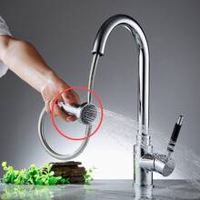 Kitchen Faucet Spray Head 2 Function Kitchen Tap Spray Head Replacement Part Anti-Splash Shower Head for Kitchen Pull Out Tap & Bathroom Mixer Faucet, Universal G 1/2-inch - Chrome Finish - Grey - View 4