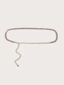 一女性三行數的鑽石水鑽装饰灯奢華腰鏈 - 彩色 - 查看 4