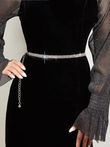 一女性三行數的鑽石水鑽装饰灯奢華腰鏈 - 彩色 - 查看 1