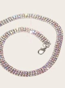 一女性三行數的鑽石水鑽装饰灯奢華腰鏈 - 彩色 - 查看 3