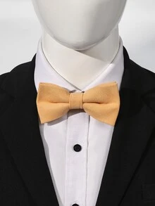 1pc Men's Velvet Double-layered Bow Tie - Burnt Orange - View 3