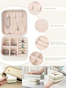 1 Hộp Đựng Trang Sức Bằng Da PU Mini Màn Hình Hiển Thị Đa Chức Năng Hộp Sắp Xếp Di Động Hộp Đựng Bông Tai Vòng Cổ Vòng Hộp Lưu Trữ Nhiều Lưới Tên ban đầu từ A đến Z Vàng In Chữ Hoa Cho Phụ Nữ Du Lịch Ngoài Trời Hộp Dây Kéo Hộp Quà Tặng Cho Mẹ Quà Tặng Phụ Nữ Quà Tặng Con Gái Quà Tặng Bạn Gái Quà Tặng - Màu be - Xem 3