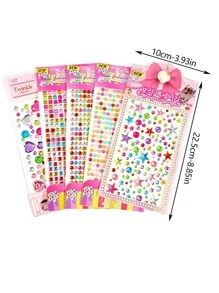 4 piezas de pegatinas de diamantes de cristal 3D, diseño aleatorio de estrella, amor, estrella y pegatinas con forma de estrella brillante, adecuadas para decorar fundas de teléfonos móviles - Multicolor - Ver 8