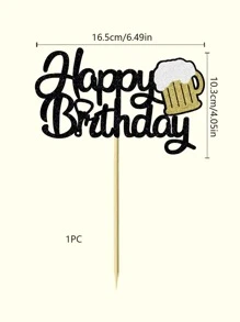 1 件啤酒杯形生日快乐蛋糕装饰，适合啤酒节主题生日派对、圣诞节