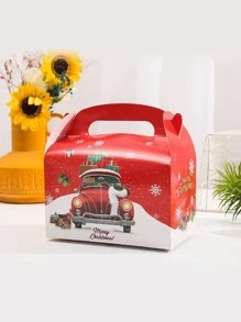 4 件/組 16*9*9cm 卡通糖果形帶手柄聖誕禮盒