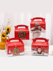 4 件/組 16*9*9cm 卡通糖果形帶手柄聖誕禮盒