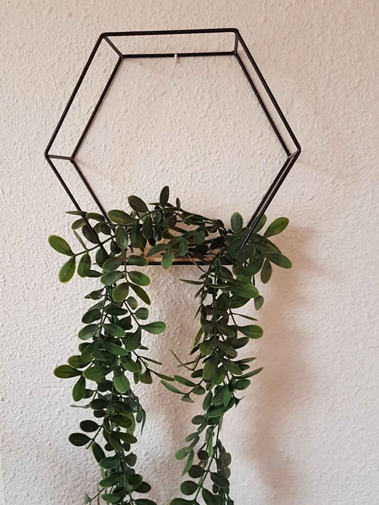 【圣诞房间装饰】2件套（带挂钩）黑色铁艺壁挂式装饰收纳架套装（大号和小号），适用于客厅、书房、卧室，可放置玩偶、植物、书籍和玩具。 - 黑色 - 查看 2