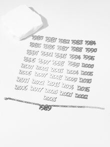 1入組現代復古風格鋼顏色時間數字手環男士生日 - 銀色 - 查看 3