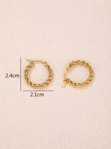 1pair Twisted Stainless Steel Fashionable Small Earrings For Women