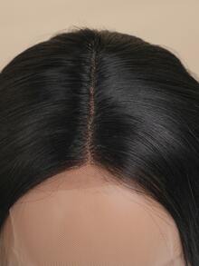HAIRCUBE 13*4*1 女式 T 形部分蕾絲假髮，28 英寸黑色假髮迷人蓬鬆黑色蕾絲假髮女式浪漫優雅黑色中分長捲曲合成蕾絲假髮 - 黑色 - 查看 6