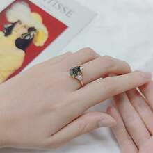 1 Miếng Tự nhiên Mã não đá Hình dạng Lê Cắt 925 sterling bạc Nhẫn đính hôn , Qủa tặng Đối với phụ nữ - màu xanh lá - Xem 8