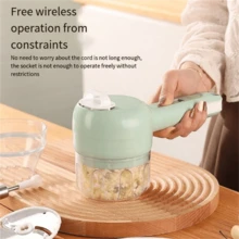 1pc-3 In 1 Handheld Food Processor, Garlic/chili/garlic Powder Mincer And Meat/egg Beater Automatic Grinder For Home Use - White - View 4
