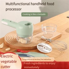1pc-3 In 1 Handheld Food Processor, Garlic/chili/garlic Powder Mincer And Meat/egg Beater Automatic Grinder For Home Use - White - View 2