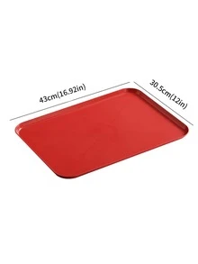 1入組43cm特大號託盤適用於咖啡,,零食,燒烤或者麵包 - 紅色 - 查看 2