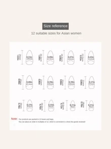 1盒假指甲帶黑色和白色法式波浪狀的圖案,極簡風格指甲貼布 - 彩色 - 查看 6