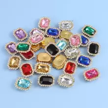 1 gói 30pcs Phối màu Hình hộp chữ nhật Pha lê Khóa Với Đáy phẳng , 4 Hố May-On Vải Phụ kiện Đối với DIY Trang phục - Nhiều màu - Xem 3